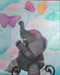 elephant butterfly painting